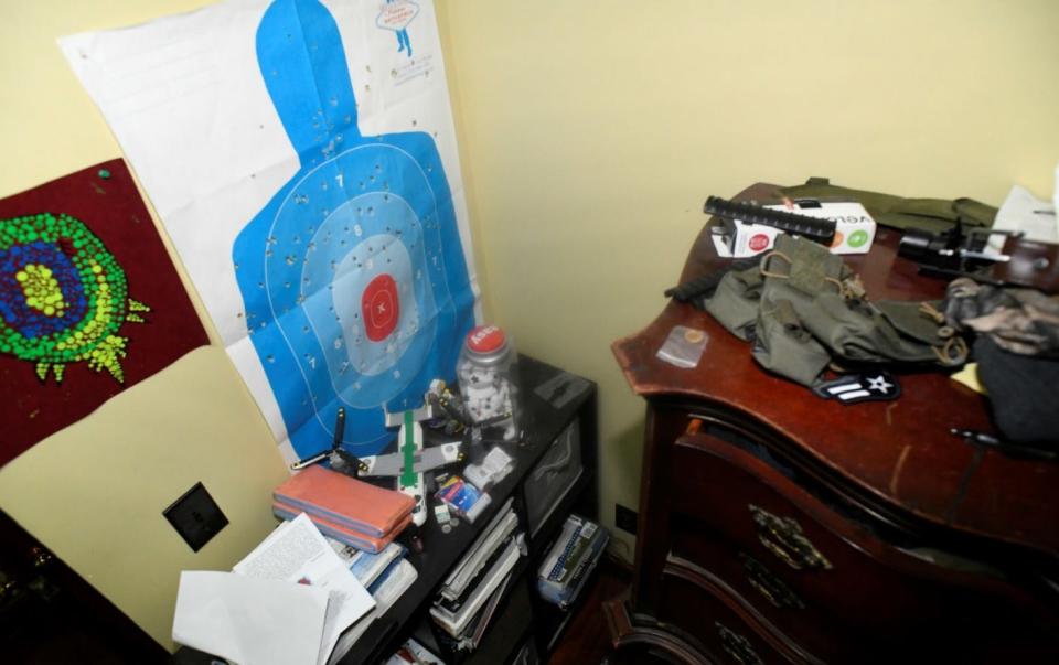 Photo of room in North Dighton home where Jack D. Teixeira lived, entered into evidence by federal government in case against him.