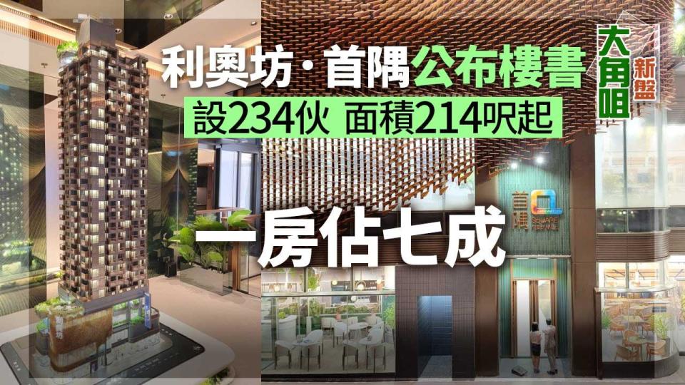 利奧坊．首隅設234伙 面積214呎起 一房佔七成｜新盤樓書