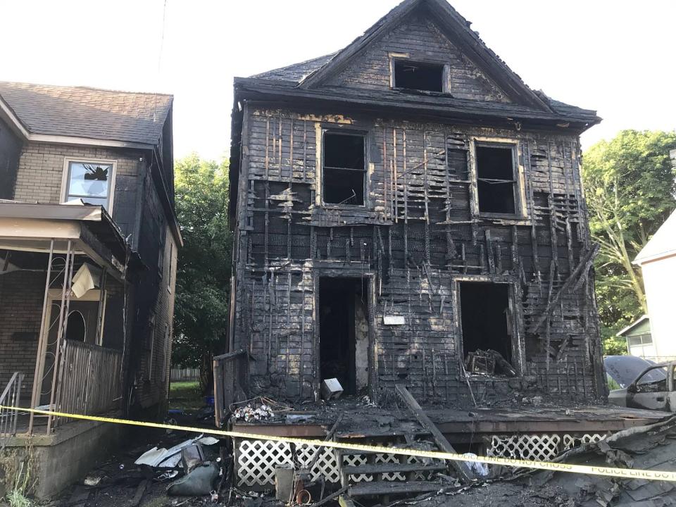 The Erie Bureau of Fire and Erie police are investigating the cause of a fire that heavily damaged a house at 445 E. 24th St. on the early morning of July 10, 2023, and spread to a neighboring house, causing some damage to it.
