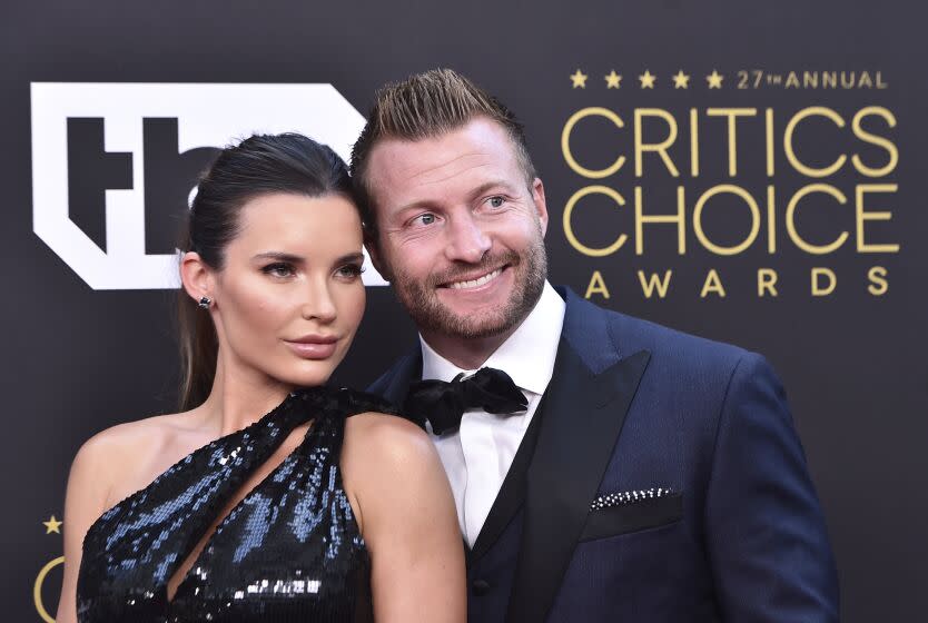 Veronika Khomyn, left, and Sean McVay arrive at the Critics Choice Awards on March 13, 2022.