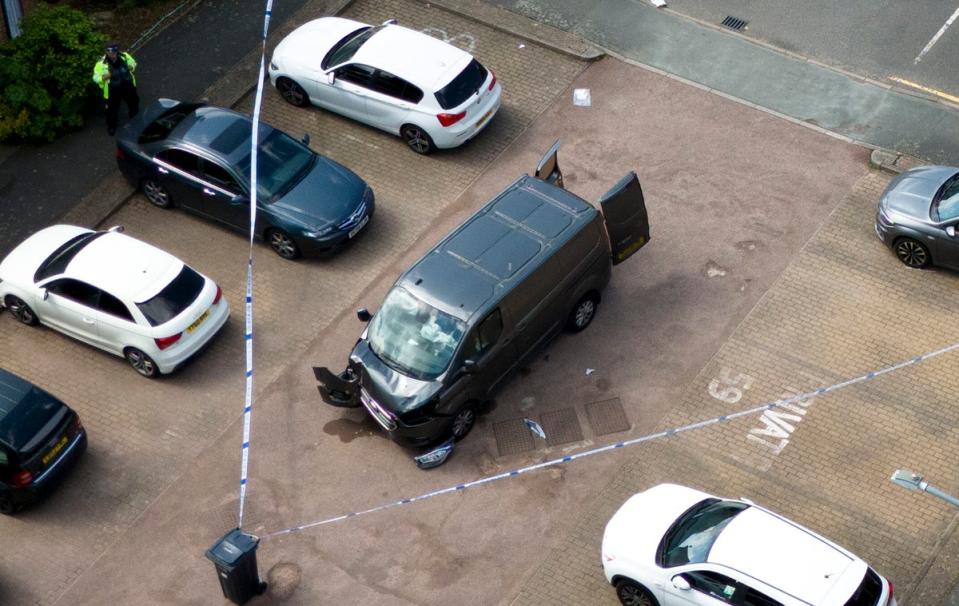 The damaged van at the scene of the tragic incident in east London (Jordan Pettitt/PA Wire)
