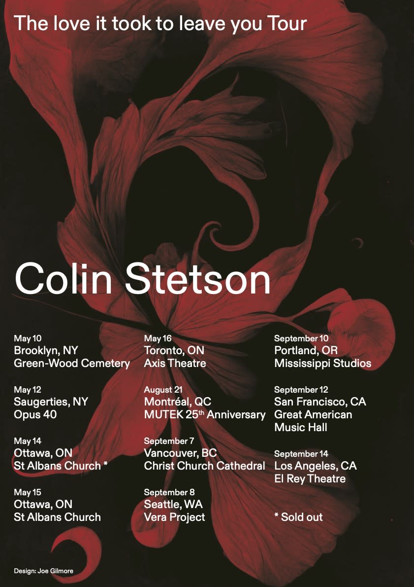 colin stetson 2024 tour dates poster the love it took to leave you new album