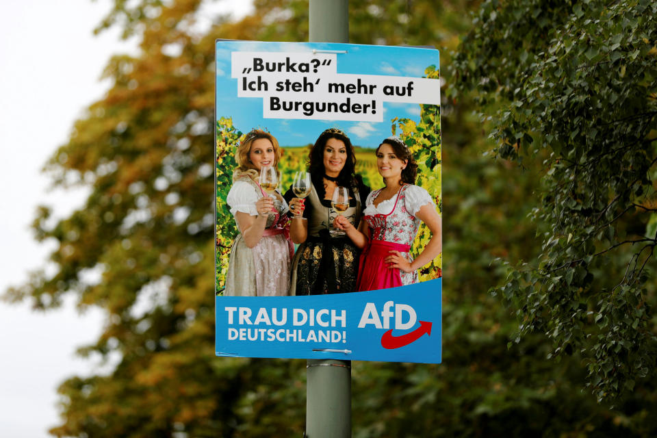 An election campaign poster for the AfD in Berlin (Reuters/Fabrizio Bensch/File Photo)