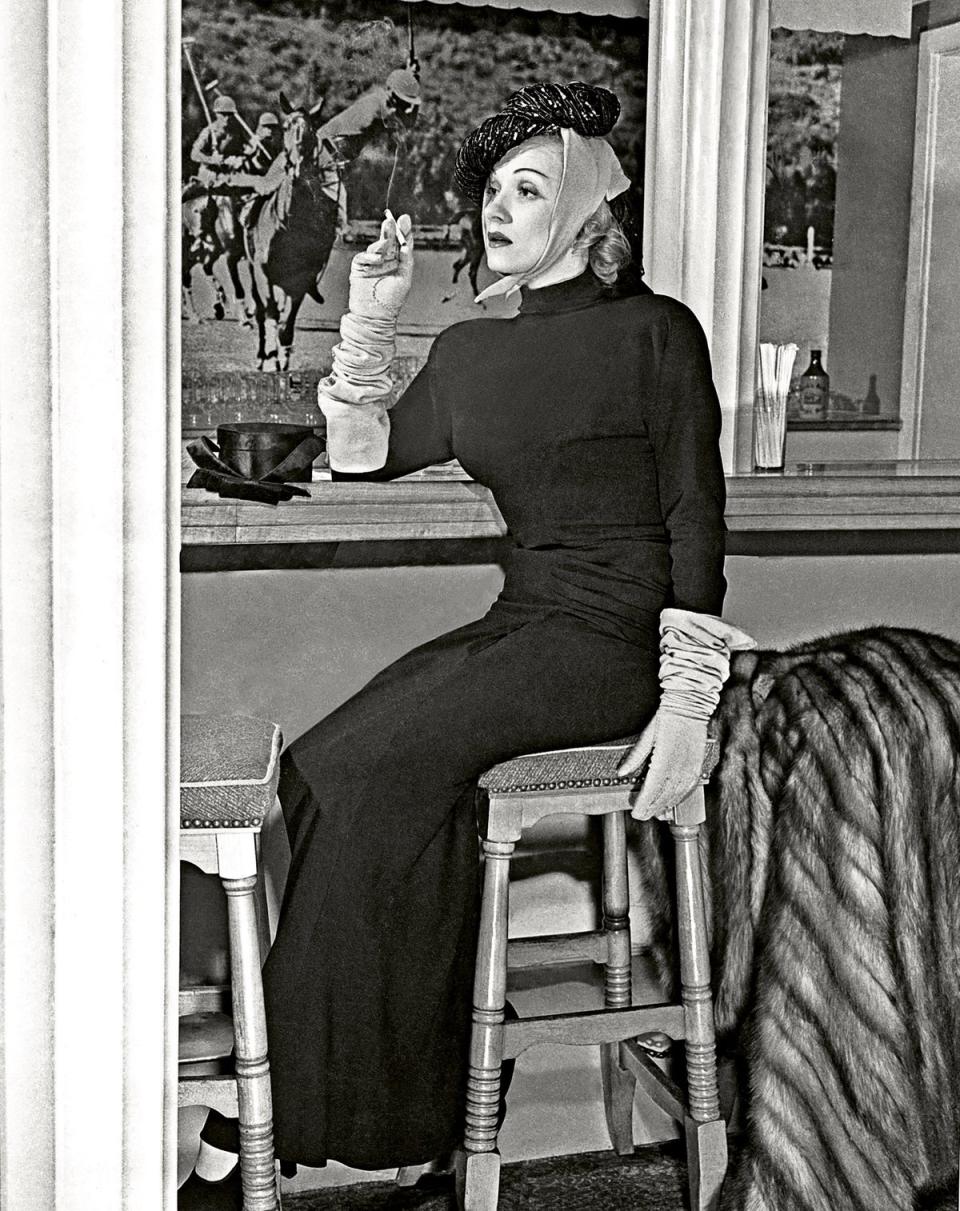 Marlene Dietrich in 1940: she defied the rules – no unaccompanied women – of the Polo Lounge bar (Beverly Hills Hotel)