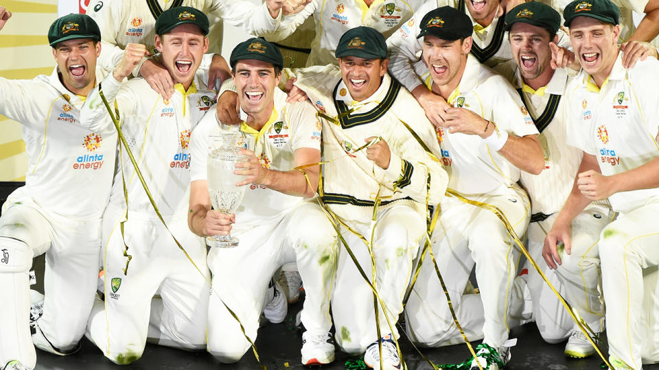 Australian players, pictured here celebrating after winning the Ashes in 2022.