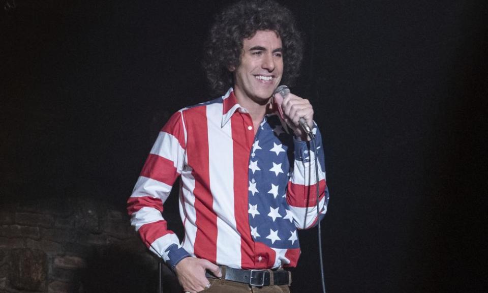 Baron Cohen as Abbie Hoffman in The Trial of the Chicago 7, 2020.