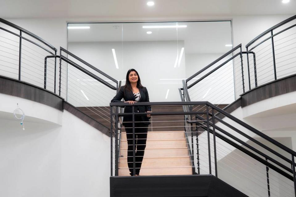 Real estate developer Sudha Tokala is redeveloping the former Innes Department Store downtown for the Kansas College of Osteopathic Medicine. Tokala uncovered this travertine tile staircase during the construction process.