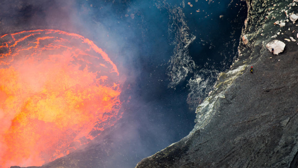 Top view of lava lake in Marum Crater, Vanuatu