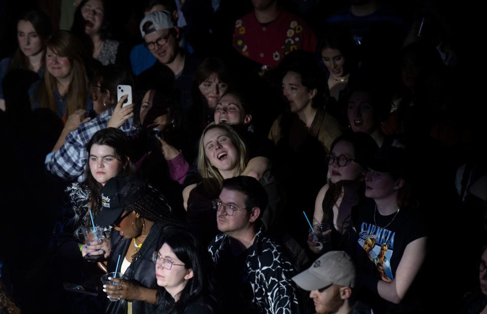 Fans sing along as Madi Diaz performs at Brooklyn Bowl in Nashville earlier this month.