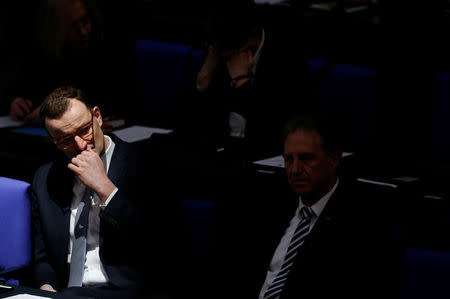 Jens Spahn attends debate at the German lower house of parliament Bundestag in Berlin, Germany, February 22, 2018. REUTERS/Axel Schmidt