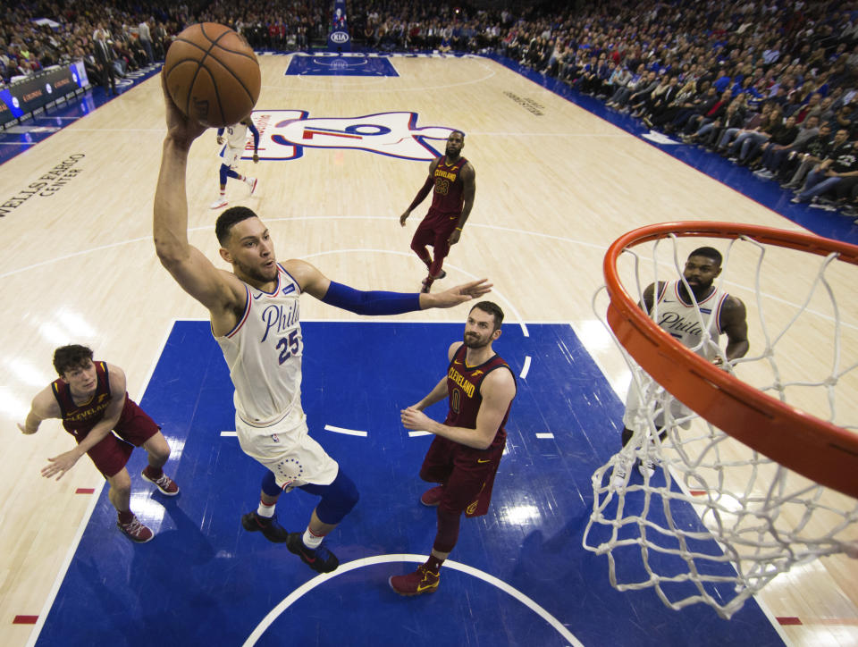 Ben Simmons has given a lot of defenders the same look Kevin Love's sporting here during his rookie season with the 76ers. (AP)