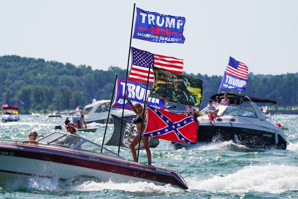 <p>Trump supporters take part in a flotilla in Texas in support of the president</p> (Getty Images)