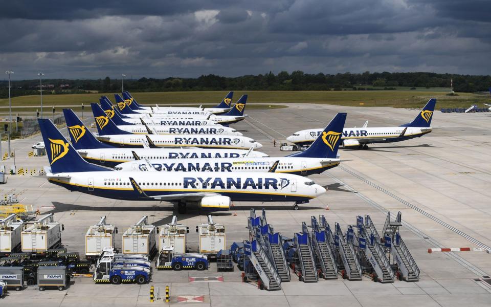 Ryanair aircraft at Stansted Airport in London, Britain - ANDY RAIN/EPA-EFE/Shutterstock 