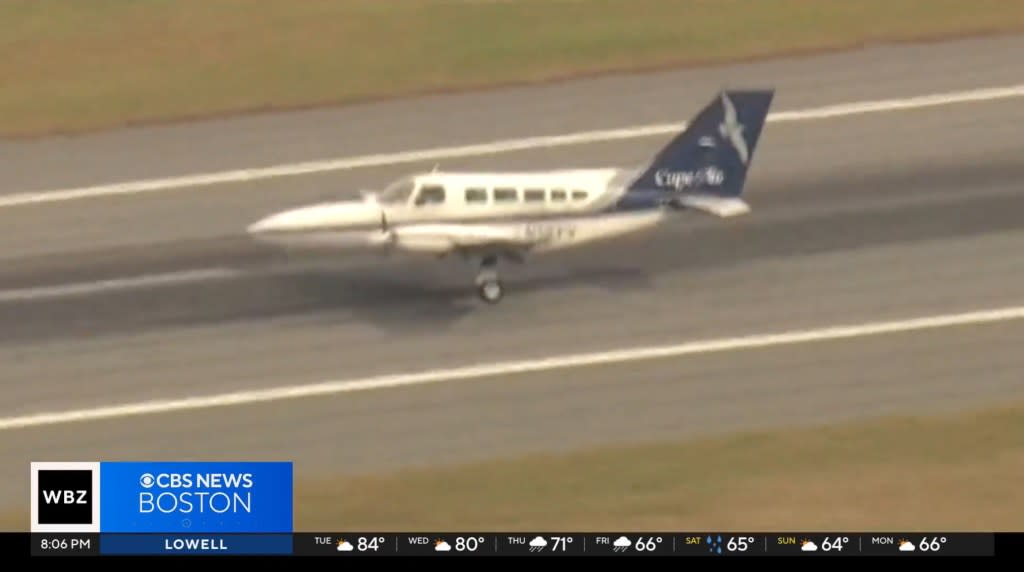 The small plane’s pilot was praised for the “textbook” emergency landing Tuesday. WBZ-TV