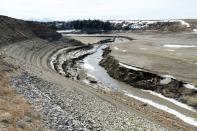 A view of Oldman River which flows into the Oldman Reservoir near Pincher Creek