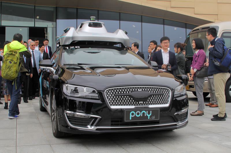 FILE PHOTO: Autonomous vehicle of self-driving car startup Pony.ai is seen during a government-organised tour to the Guangdong-Hong Kong-Macao Greater Bay Area, in Guangzhou