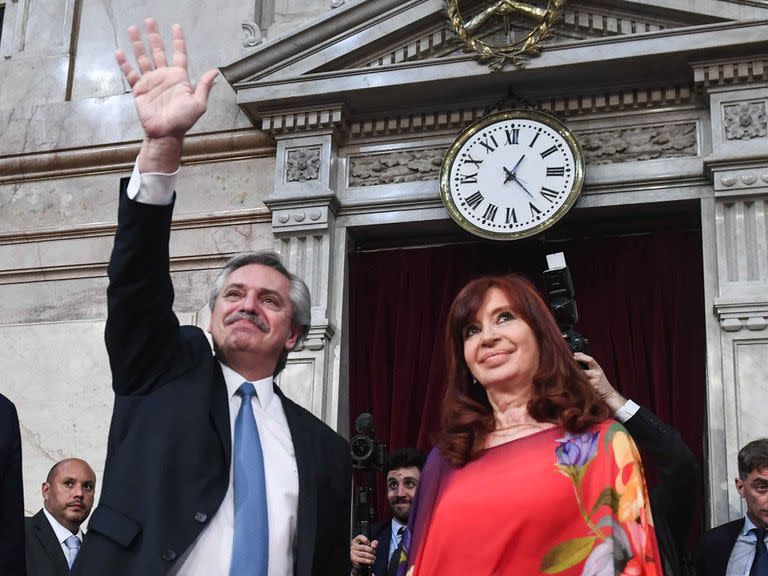 Acto de apertura de año de la Asamblea legislativa 2020. Sergio Massa, Alberto Fernández, Cristina Fernández de Kirchner y Claudia Ledesma Abdala