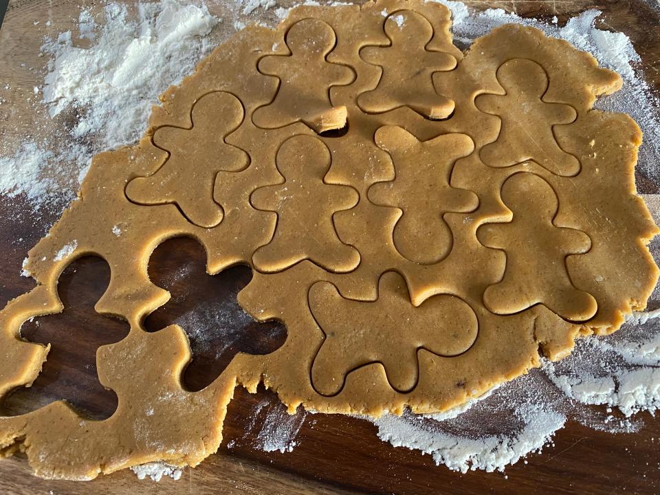 Buddy Valastro gingerbread dough with cut outs in it