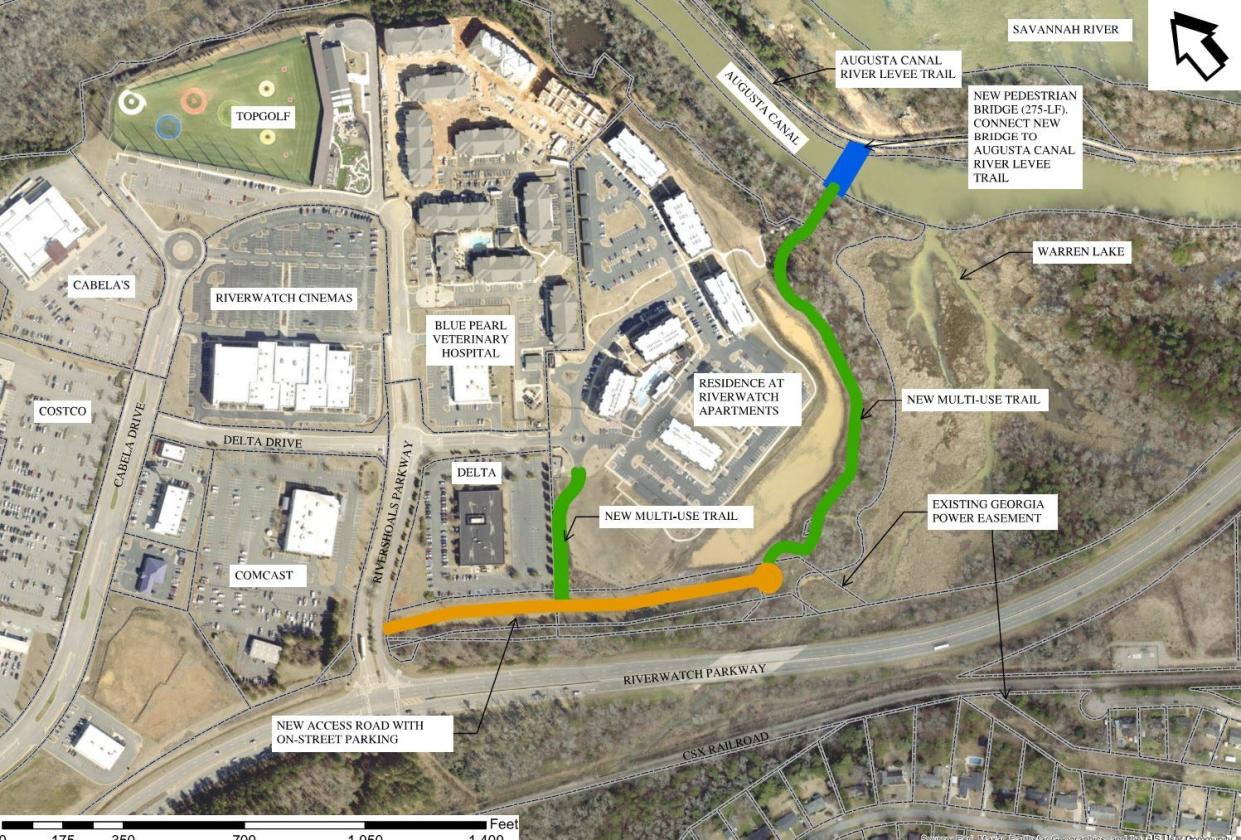 This image shows the potential whereabouts of a proposed bridge across the Augusta Canal. The bridge was expected to a topic of discussion during a planned Augusta Commission meeting on April 30, 3024.