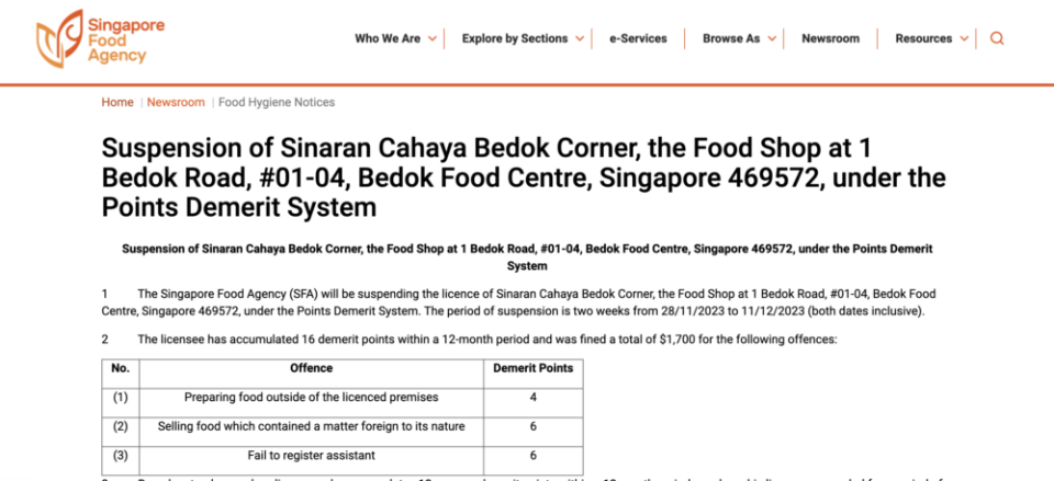 Sinaran Cahaya - SFA notice