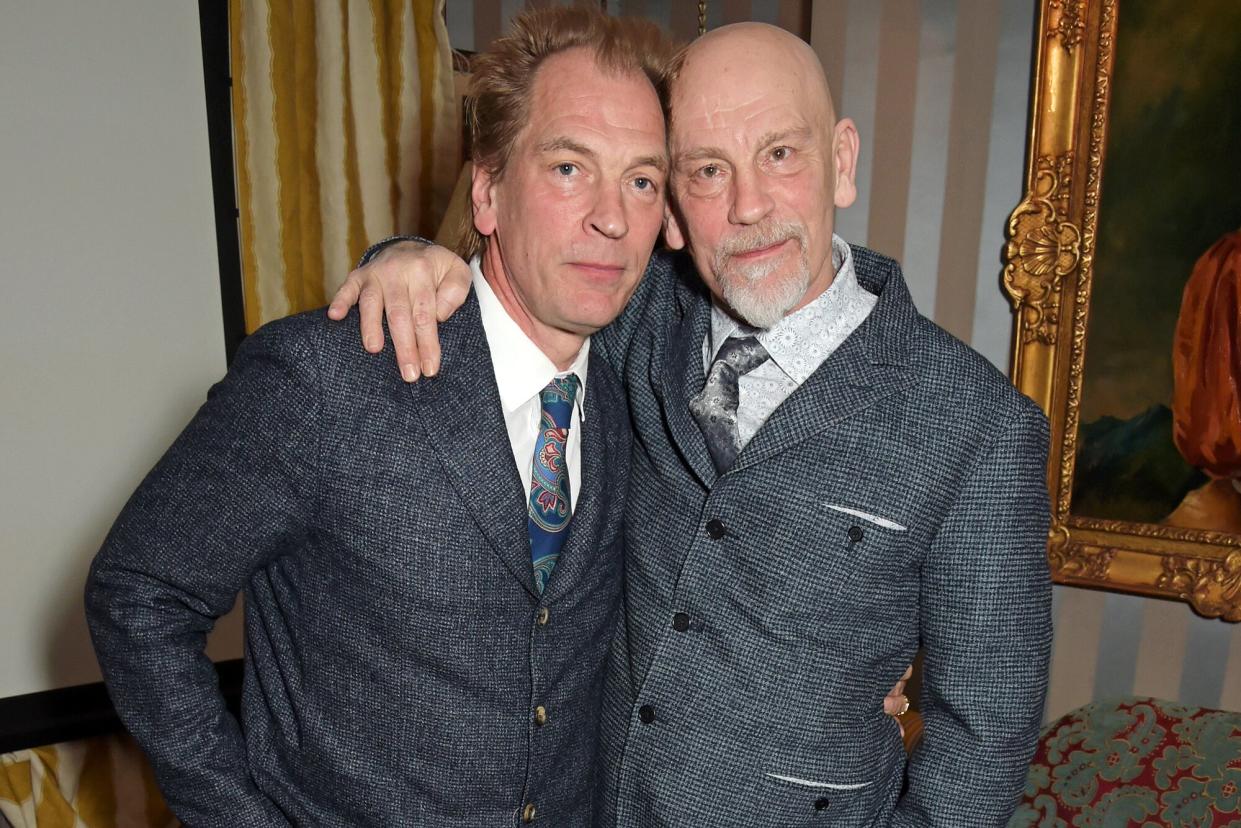 Actor Julian Sands (L) and director John Malkovich attend the premiere of "A Postcard From Istanbul" directed by John Malkovich in collaboration with St. Regis Hotels & Resorts at 5 Hertford Street on March 3, 2015 in London, England.