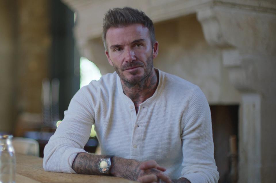 A modern-day David Beckham being interview for the Netflix documentary (Netflix)