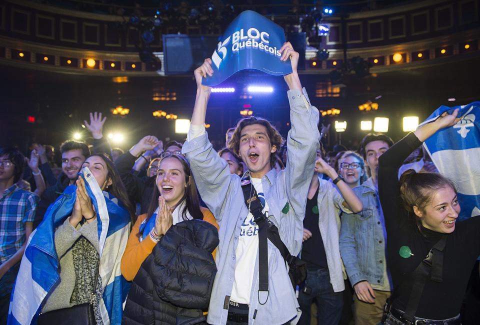 Bloc Quebecois supporters react as results come in