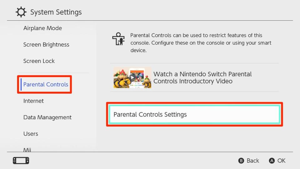 how to set up parental controls on switch 1