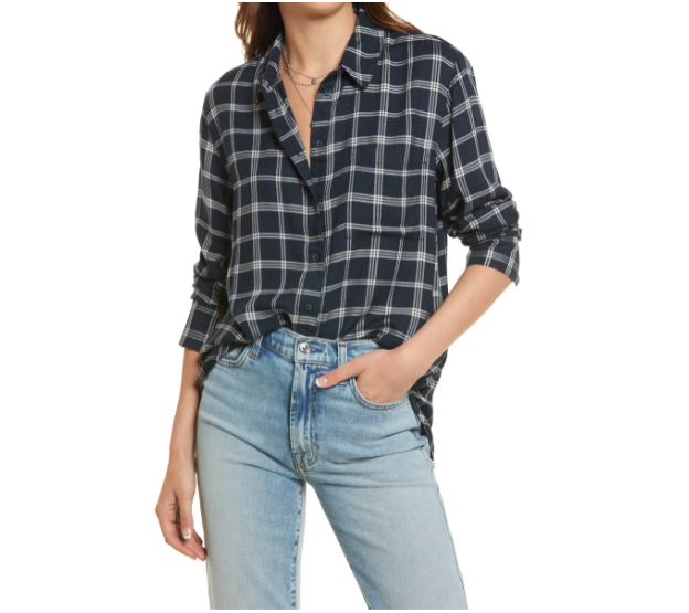 Treasure & Bond Plaid Boyfriend Shirt. Image via Nordstrom.