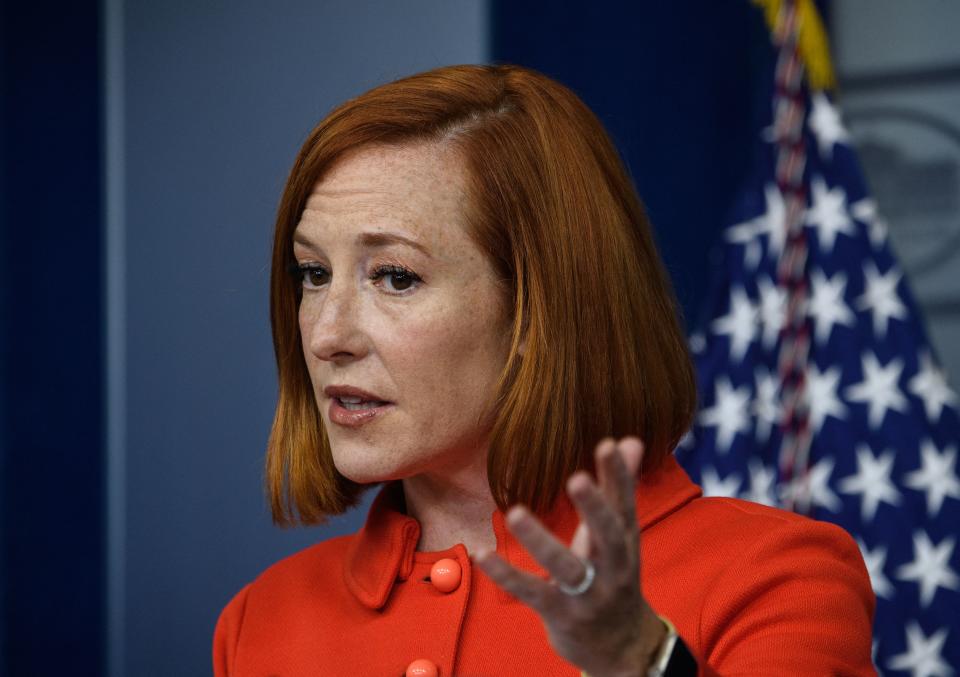 White House Press Secretary Jen Psaki speaks at the daily briefing at the White House in Washington, DC, on October 12, 2021. (Nicholas Kamm/AFP via Getty Images)