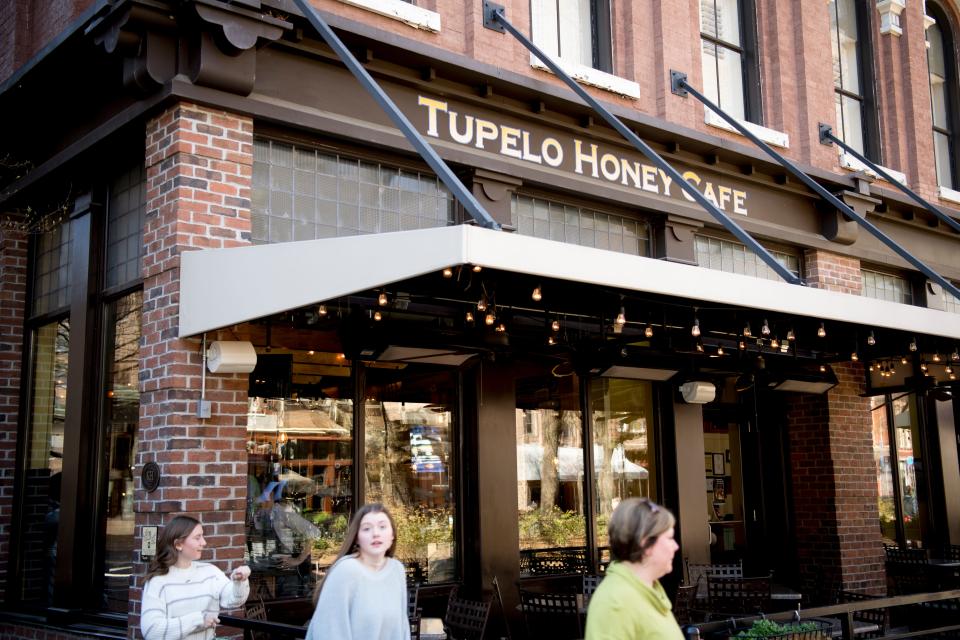 Tupelo Honey Cafe on the southwest corner of Market Square in downtown Knoxville, Tennessee on Monday, March 18, 2019.