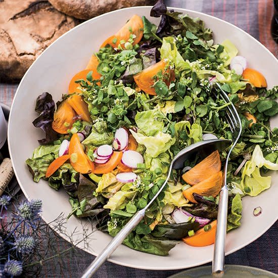 Butter Lettuce Salad with Persimmons and Radishes