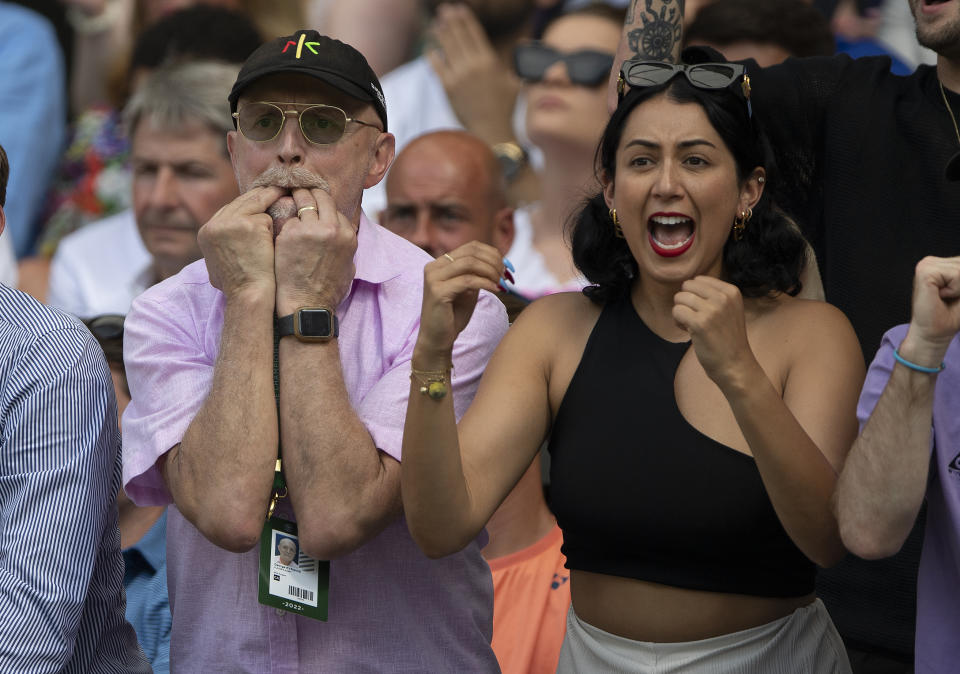 Giorgos and Halimah Kyrgios, pictured here watching Nick in the Wimbledon final against Novak Djokovic.