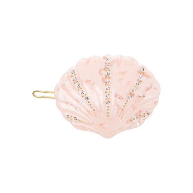 <p>Pico Shelly Hair Clip, $30, <a href="https://goldenedit.com/collections/accessories/products/baby-pink-shelly-crystal-clip" rel="nofollow noopener" target="_blank" data-ylk="slk:available here;elm:context_link;itc:0;sec:content-canvas" class="link ">available here</a>.</p>