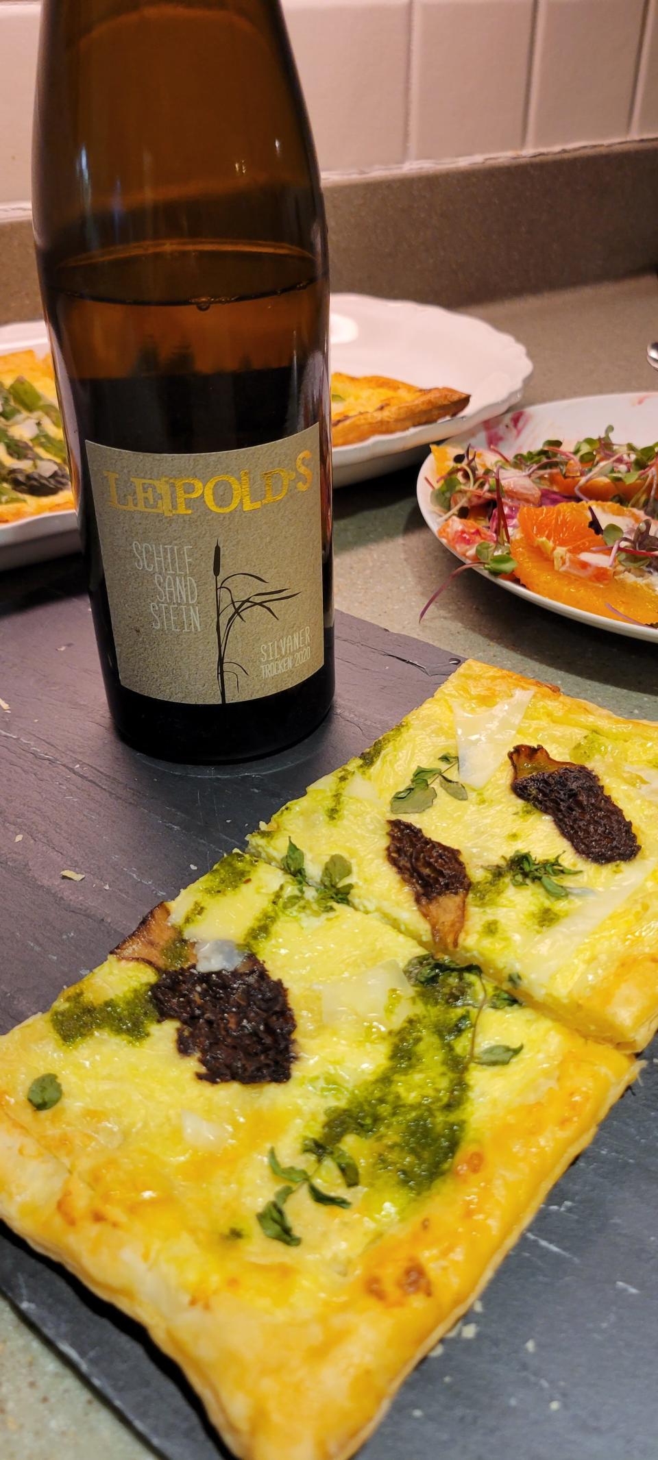 A spring morel tart with ramp vinaigrette made by Alexandra Bottone.