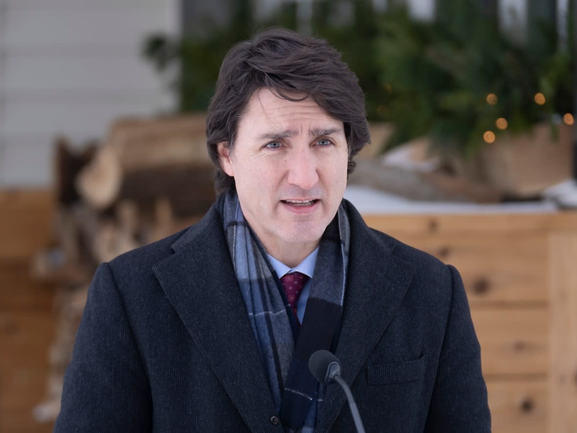 Canadian Prime Minister Justin Trudeau responds to a question during a media availability held at a secure location, Monday, January 31, 2022, in National Capital Region.  (Adrian Wyld/The Canadian Press - image credit)