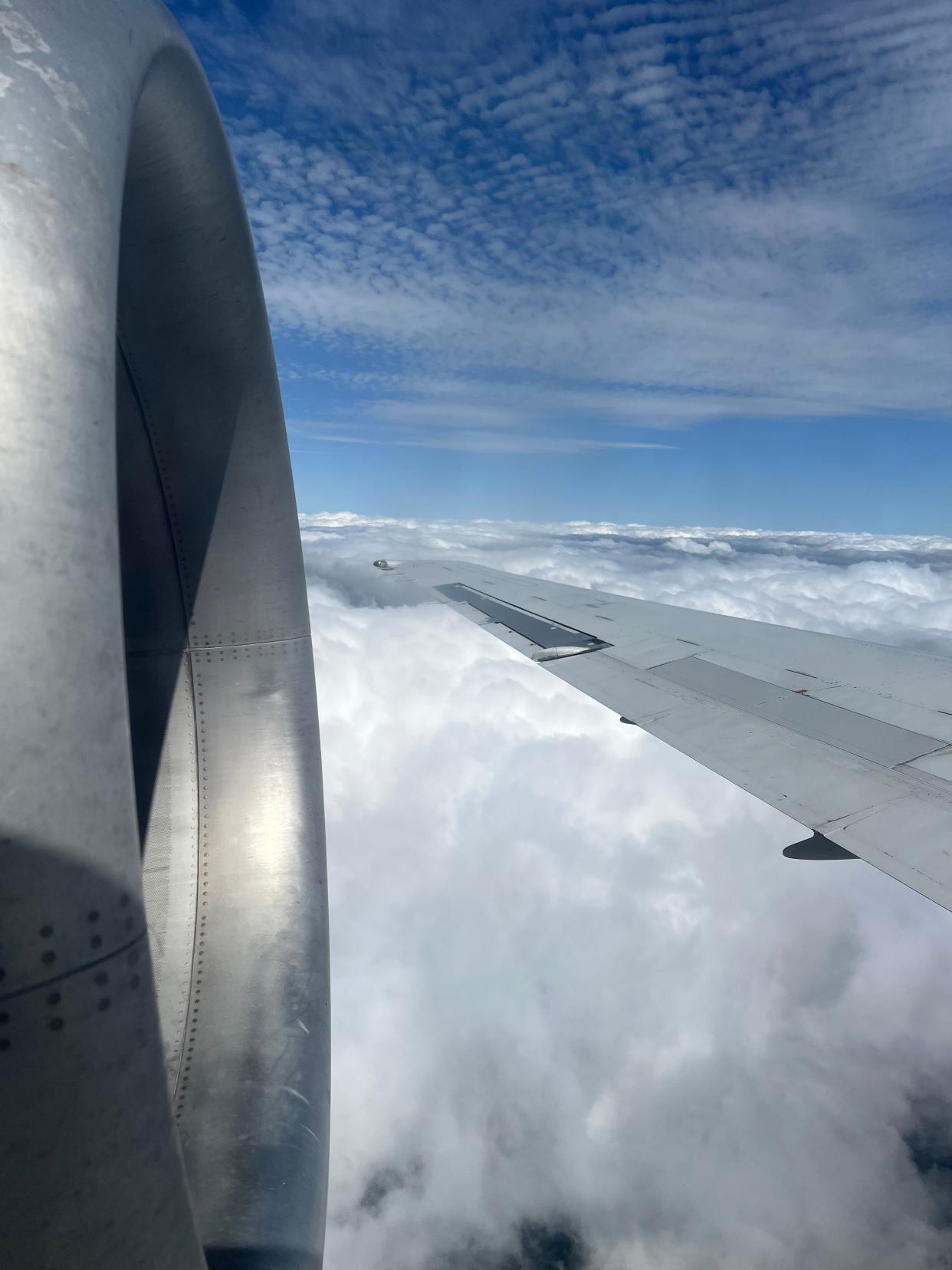 Clouds obscure the ground on a Delta flight from Chicago to Atlanta.