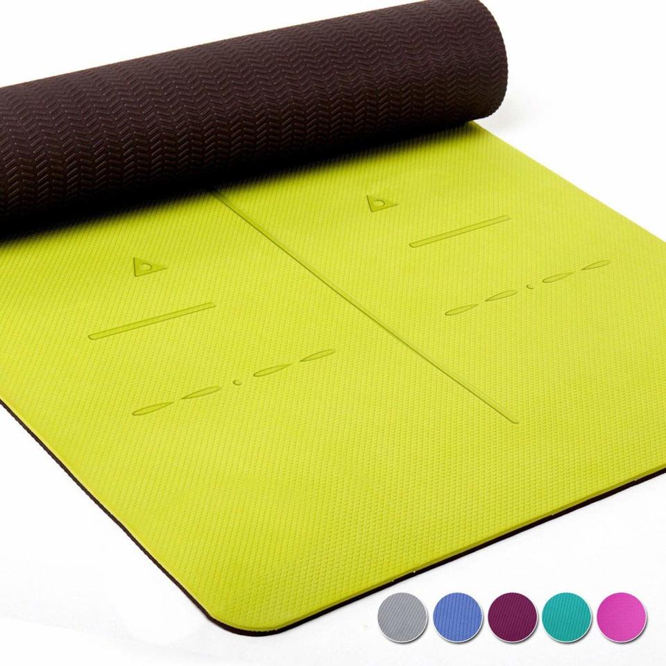 yellow green yoga mat 