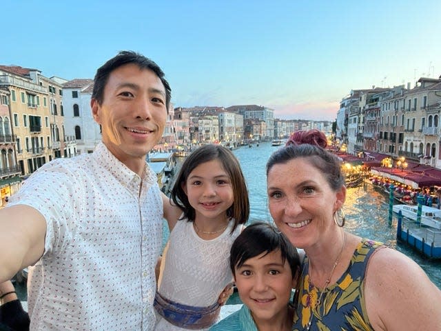 Amy Chang and her family in Venice, Italy