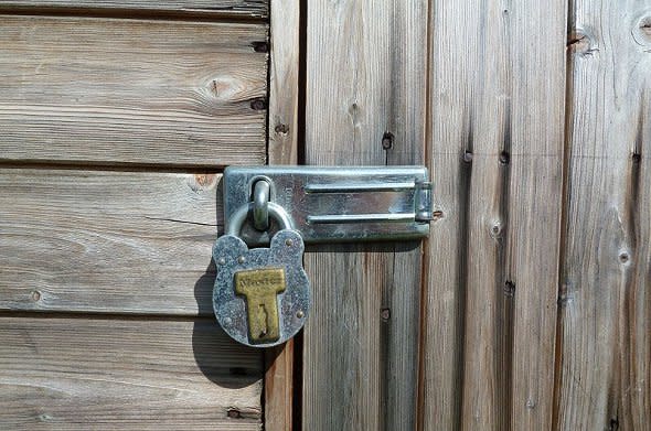 A locked shed door