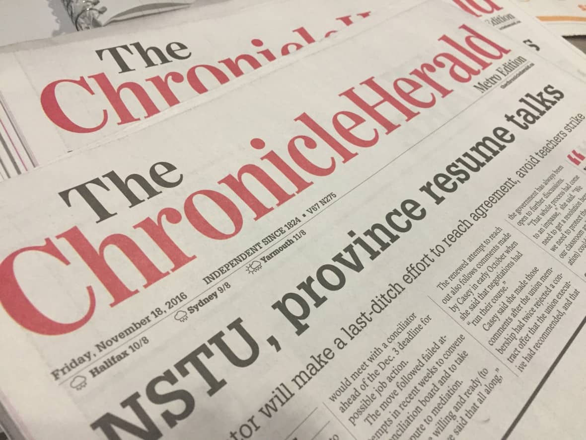 The Chronicle Herald is one of the four publications losing its Monday print edition, along with The Cape Breton Post, The Guardian and The Telegram. (Rachel Ward/CBC - image credit)