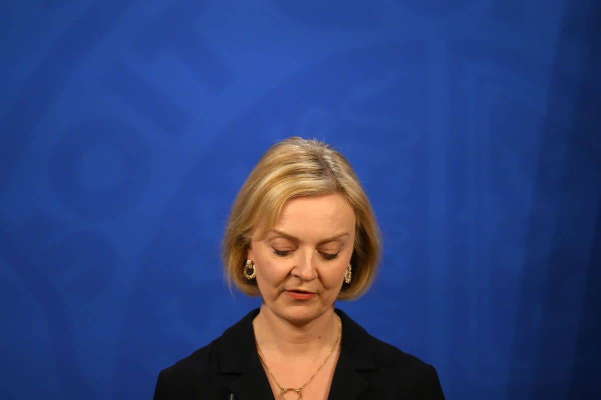 Prime Minister Liz Truss during a press conference in the briefing room at Downing Street, London. Picture date: Friday October 14, 2022 (Daniel Leal/PA) (PA Wire)