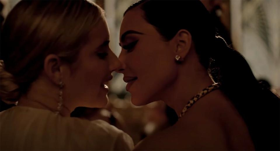 The ladies share a steamy kiss in the new “AHS” trailer. FX