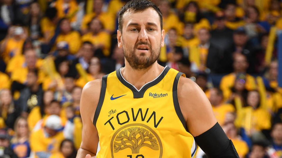 Andrew Bogut in action in Game 2. (Photo by Andrew D. Bernstein/NBAE via Getty Images)