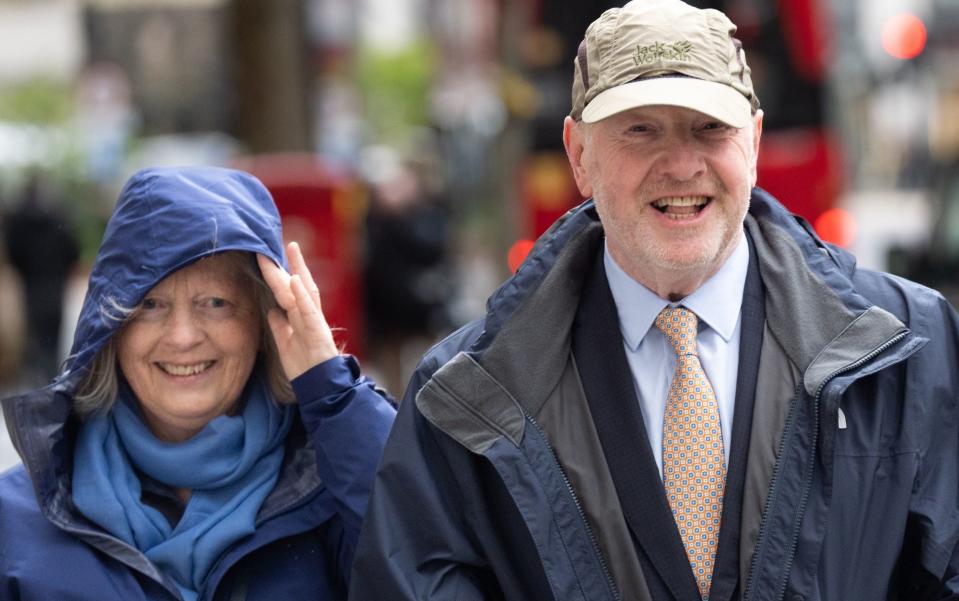 Alan Bates arrives at the inquiry alongside his wife  Suzanne Sercombe