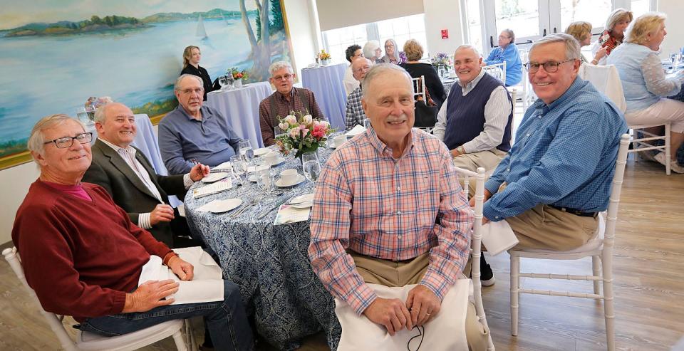 A table of Hingham senior center volunteers at a luncheon in their honor Tuesday, April 11, 2023.