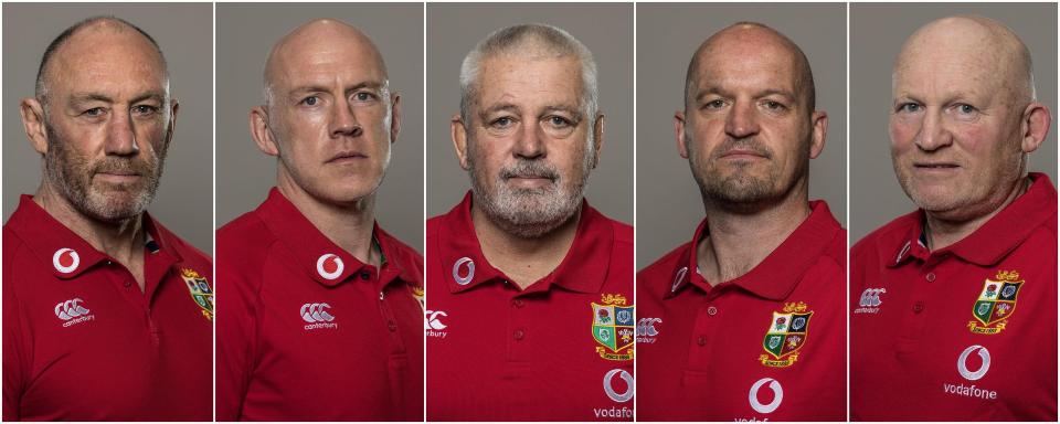 L-R: Robin McBryde, Steve Tandy, Warren Gatland, Gregor Townsend, Neil Jenkins - INPHO