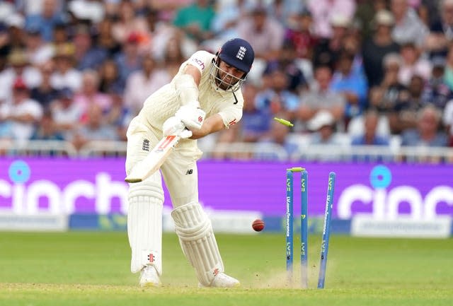 James Anderson is bowled by Jasprit Bumrah