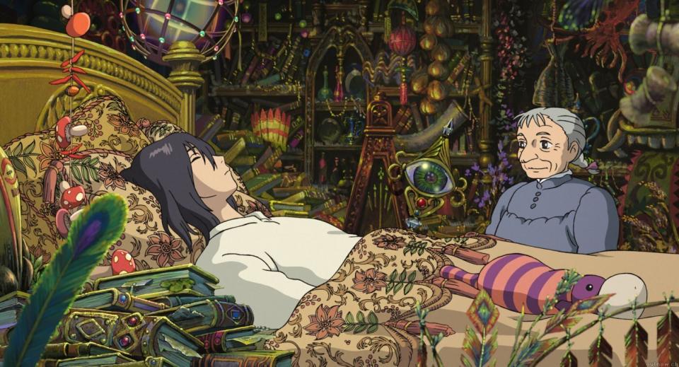 Sophie watches over Howl as he sleeps. (Studio Ghibli)