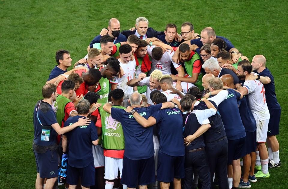 Switzerland before the shootout (Reuters)